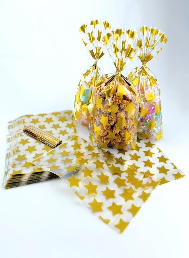 SaktopDeco 100 PCS Gold Star Cellophane Bags - 5 x 8 Star Plastic Bags for Packing Favor Supplies - Image 5